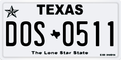 TX license plate DOS0511