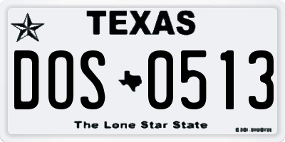 TX license plate DOS0513