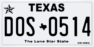 TX license plate DOS0514