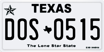 TX license plate DOS0515
