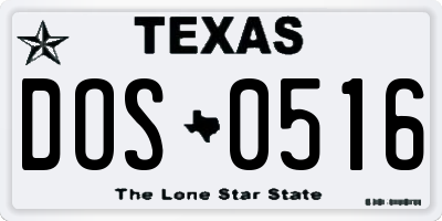 TX license plate DOS0516