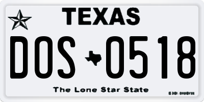 TX license plate DOS0518