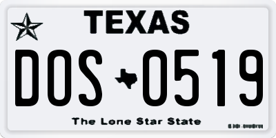 TX license plate DOS0519