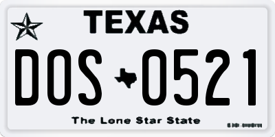 TX license plate DOS0521
