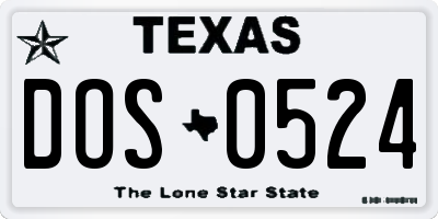 TX license plate DOS0524