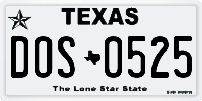 TX license plate DOS0525