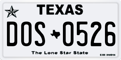 TX license plate DOS0526