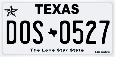 TX license plate DOS0527