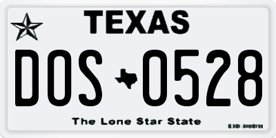 TX license plate DOS0528