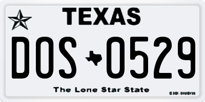 TX license plate DOS0529