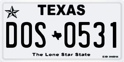 TX license plate DOS0531