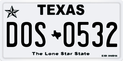 TX license plate DOS0532