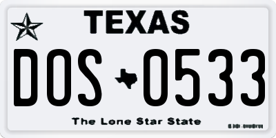 TX license plate DOS0533