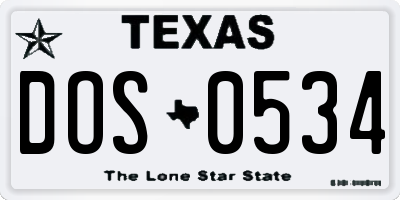 TX license plate DOS0534