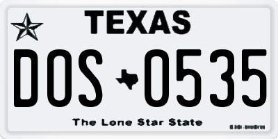 TX license plate DOS0535
