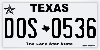 TX license plate DOS0536