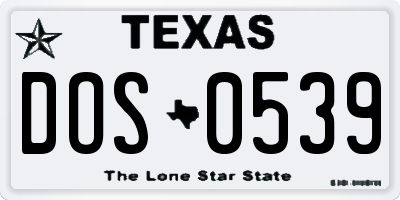 TX license plate DOS0539