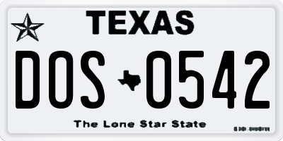 TX license plate DOS0542