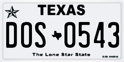 TX license plate DOS0543