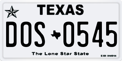 TX license plate DOS0545