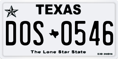 TX license plate DOS0546