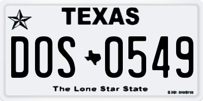 TX license plate DOS0549