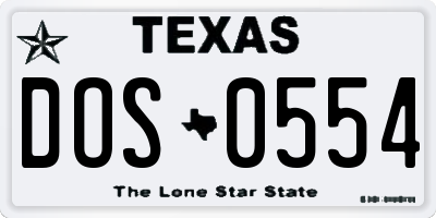 TX license plate DOS0554