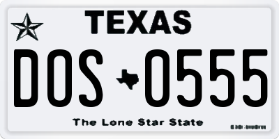 TX license plate DOS0555