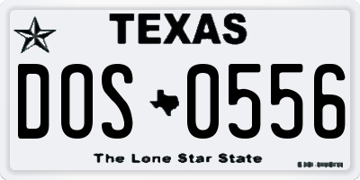 TX license plate DOS0556