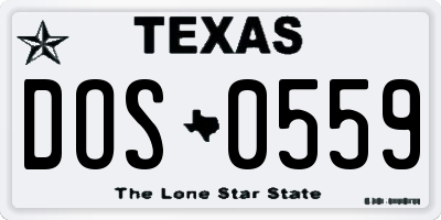TX license plate DOS0559