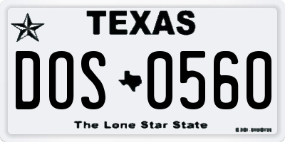 TX license plate DOS0560
