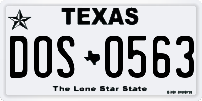 TX license plate DOS0563