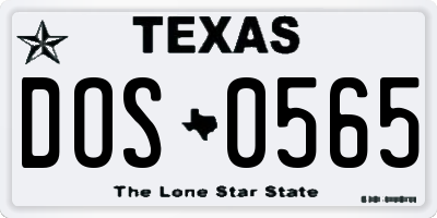 TX license plate DOS0565