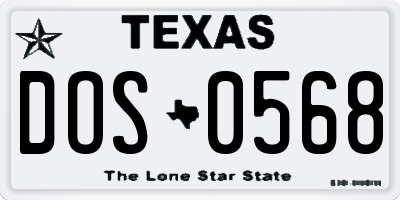 TX license plate DOS0568