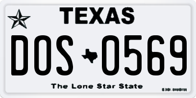 TX license plate DOS0569