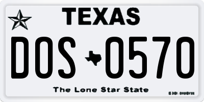 TX license plate DOS0570