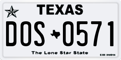 TX license plate DOS0571