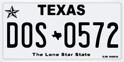 TX license plate DOS0572