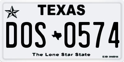 TX license plate DOS0574
