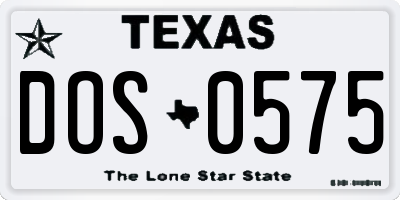 TX license plate DOS0575