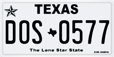TX license plate DOS0577