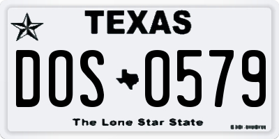 TX license plate DOS0579