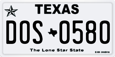 TX license plate DOS0580