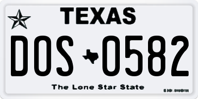 TX license plate DOS0582