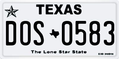 TX license plate DOS0583