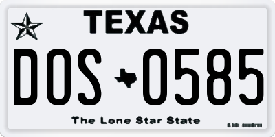 TX license plate DOS0585