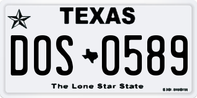 TX license plate DOS0589