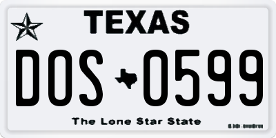 TX license plate DOS0599