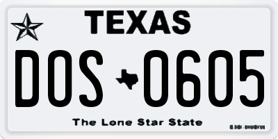 TX license plate DOS0605