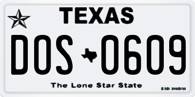 TX license plate DOS0609